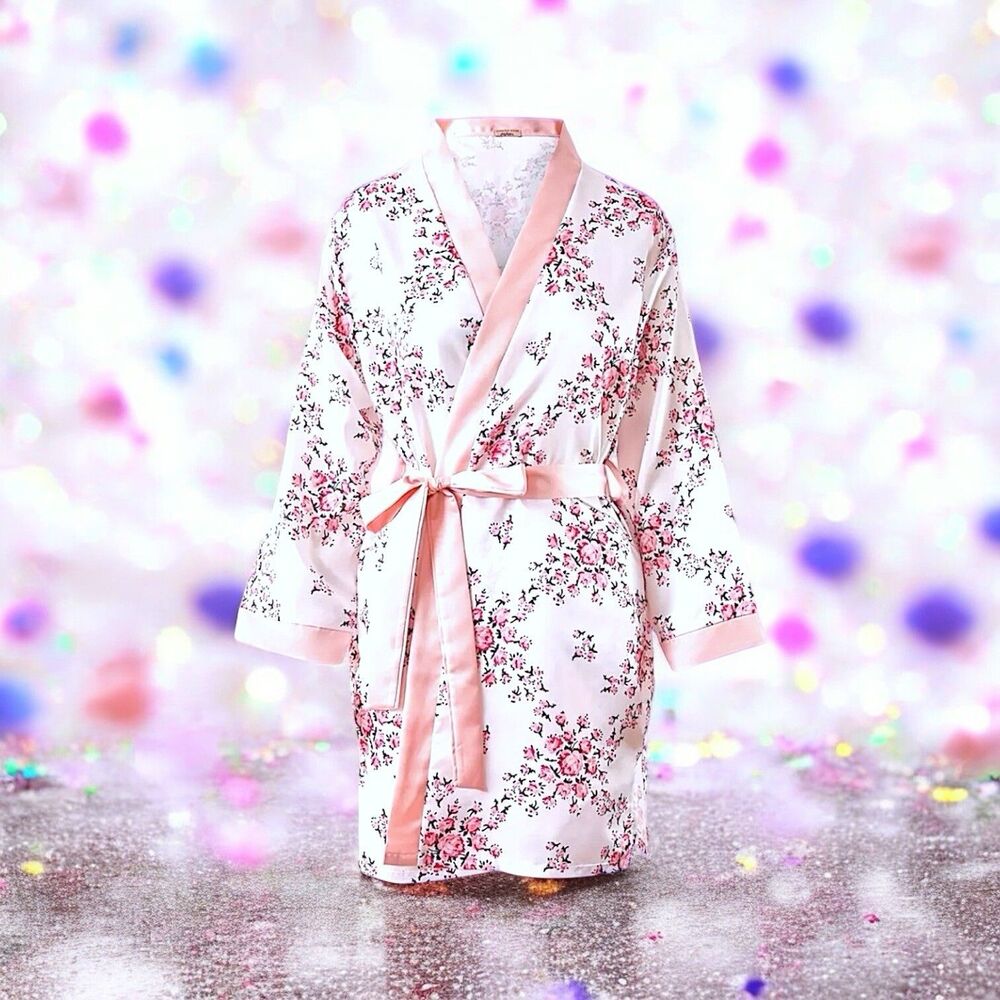 Morgan Lane Allie Robe - White Floral (S/M) - US 0-8 Brand New With Tags RV $198